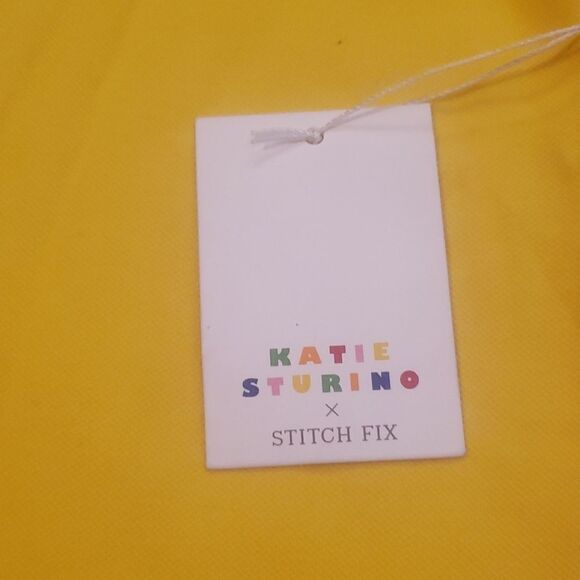 Stitch Fix | Katie Sturino Yellow‎ with White Racer Stripe Polo Top Size … - Picture 4 of 5